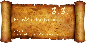 Bolyós Bertalan névjegykártya